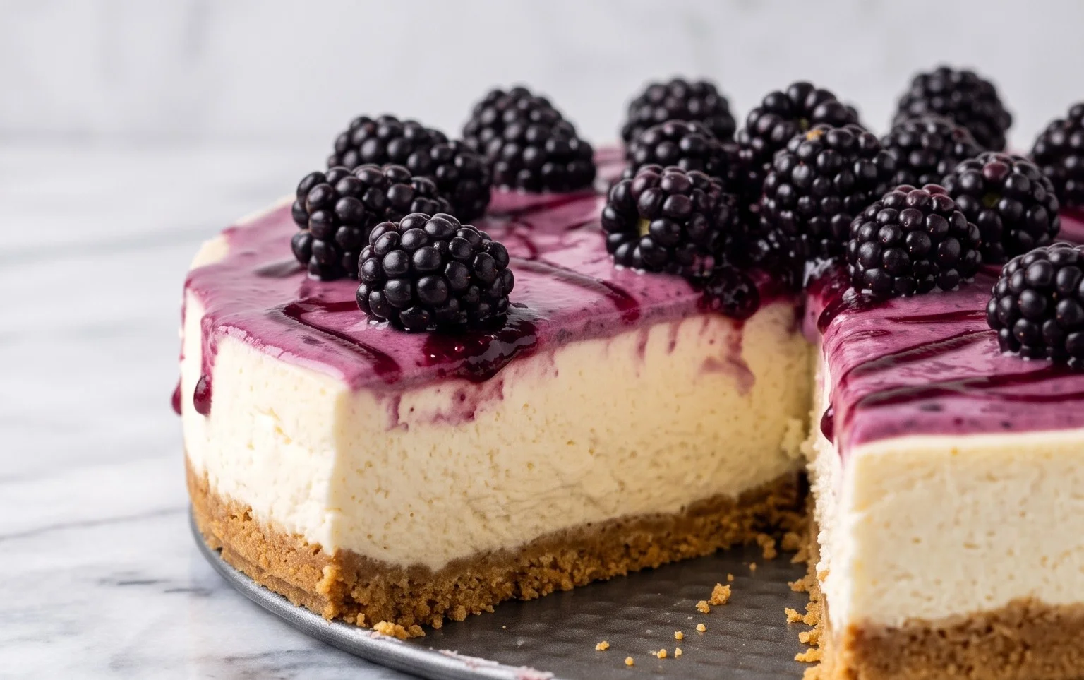 No Bake Brombeer Cheesecake: Cremig & fruchtig, ohne Ofen