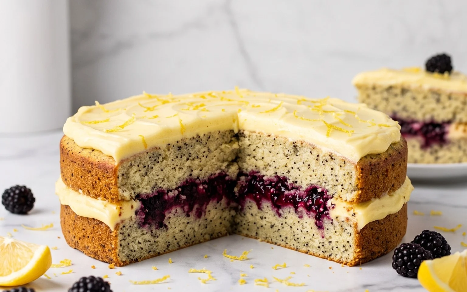 Glutenfreier Zitronen-Mohn-Brombeer-Kuchen: Saftig & Fruchtig