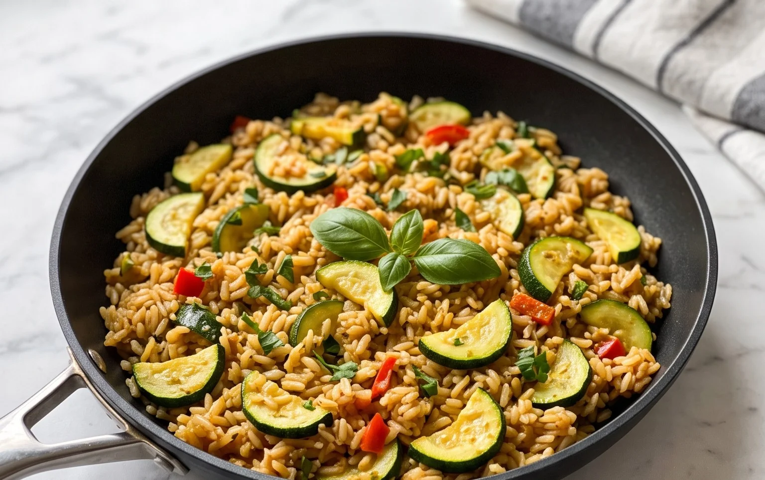 Schnelle Zucchini-Reis-Pfanne: Gesundes Abendessen